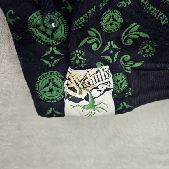 Vintage Akademiks Zip Up Hoodie Mens XXL Green AOP Velvet Lined Hood 90s Y2K - Picture 7 of 12